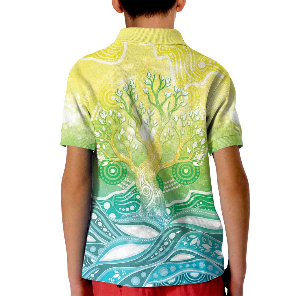 Australia NAIDOC Week Kid Polo Shirt Eternal Spirit Tree Pastel Gradient
