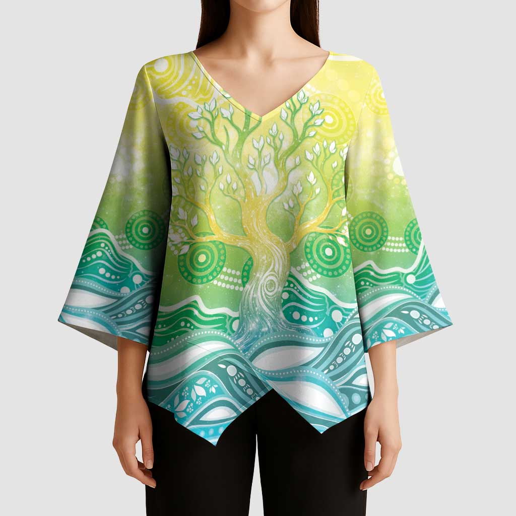 Australia NAIDOC Week Kimono Sleeve Blouse Eternal Spirit Tree Pastel Gradient