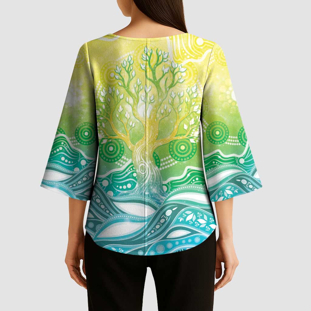 Australia NAIDOC Week Kimono Sleeve Blouse Eternal Spirit Tree Pastel Gradient