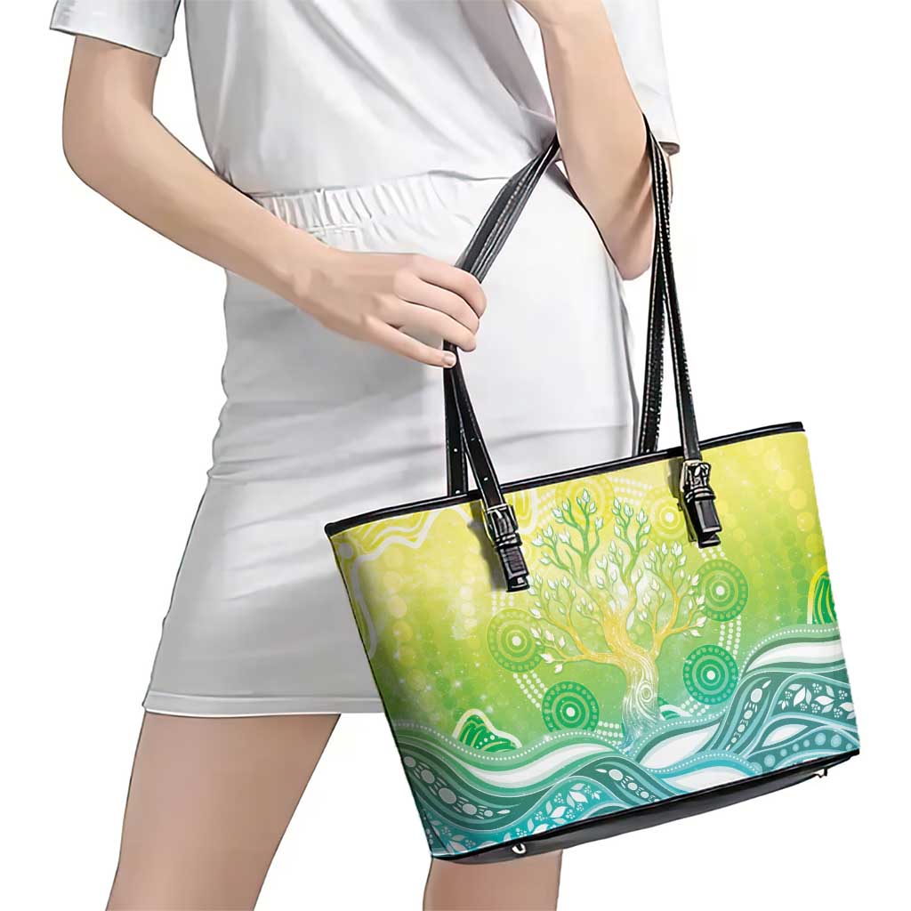 Australia NAIDOC Week Leather Tote Bag Eternal Spirit Tree Pastel Gradient