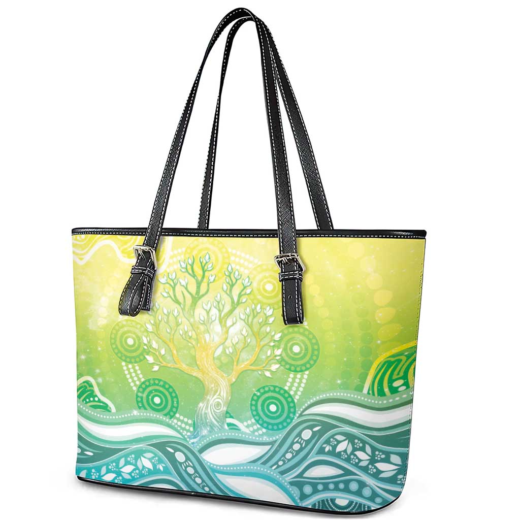 Australia NAIDOC Week Leather Tote Bag Eternal Spirit Tree Pastel Gradient