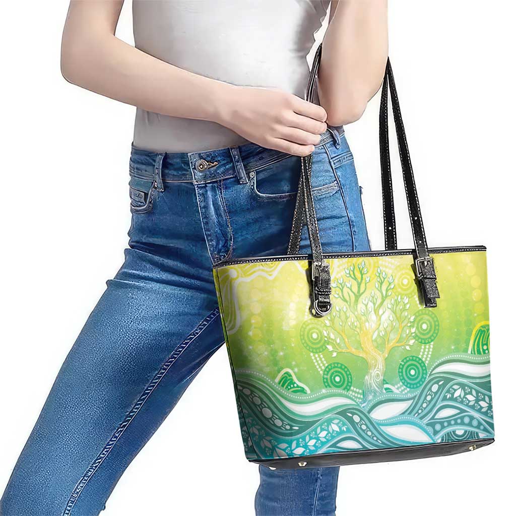 Australia NAIDOC Week Leather Tote Bag Eternal Spirit Tree Pastel Gradient
