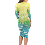 Australia NAIDOC Week Long Sleeve Bodycon Dress Eternal Spirit Tree Pastel Gradient