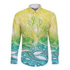 Australia NAIDOC Week Long Sleeve Button Shirt Eternal Spirit Tree Pastel Gradient