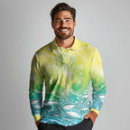 Australia NAIDOC Week Long Sleeve Polo Shirt Eternal Spirit Tree Pastel Gradient