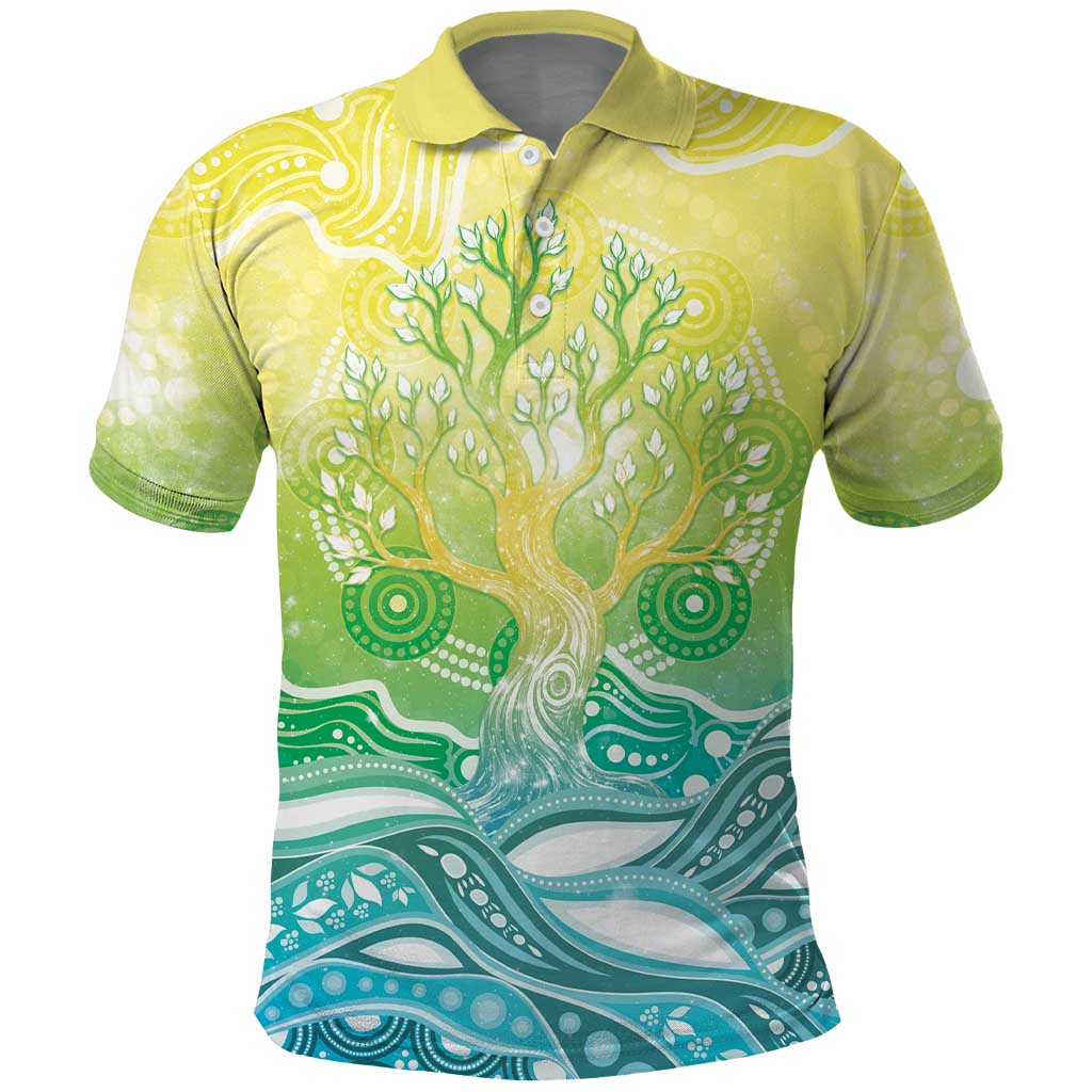 Australia NAIDOC Week Polo Shirt Eternal Spirit Tree Pastel Gradient