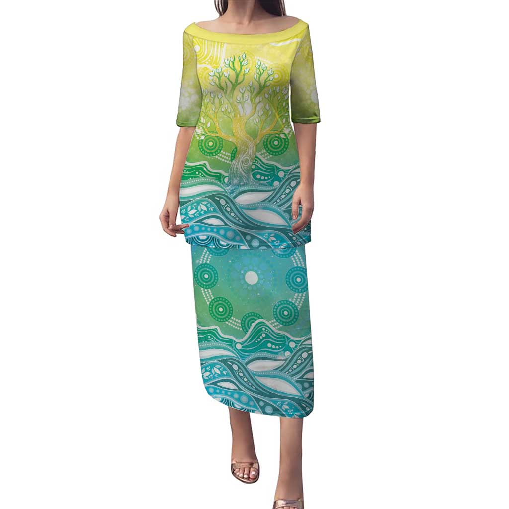 Australia NAIDOC Week Puletasi Eternal Spirit Tree Pastel Gradient
