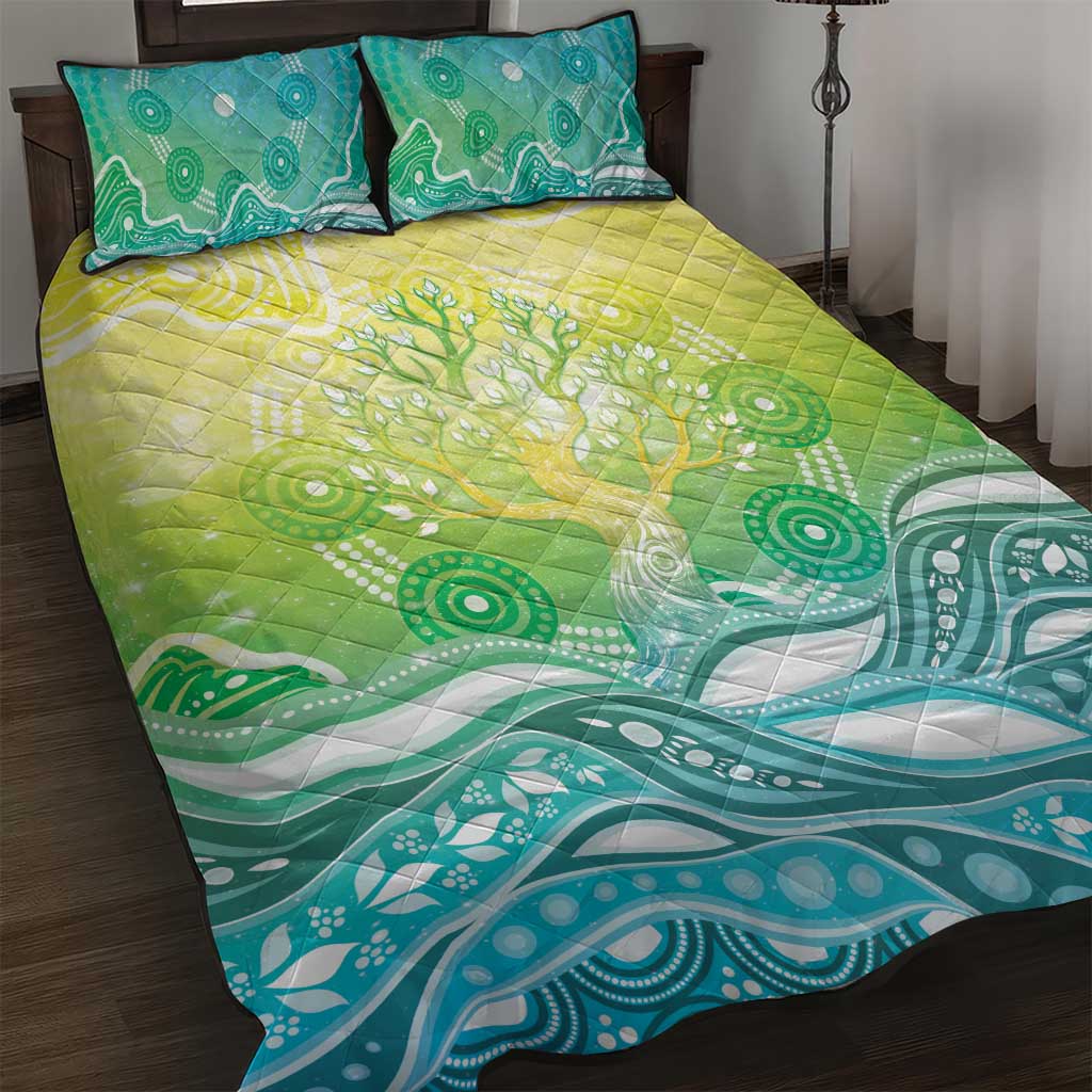 Australia NAIDOC Week Quilt Bed Set Eternal Spirit Tree Pastel Gradient