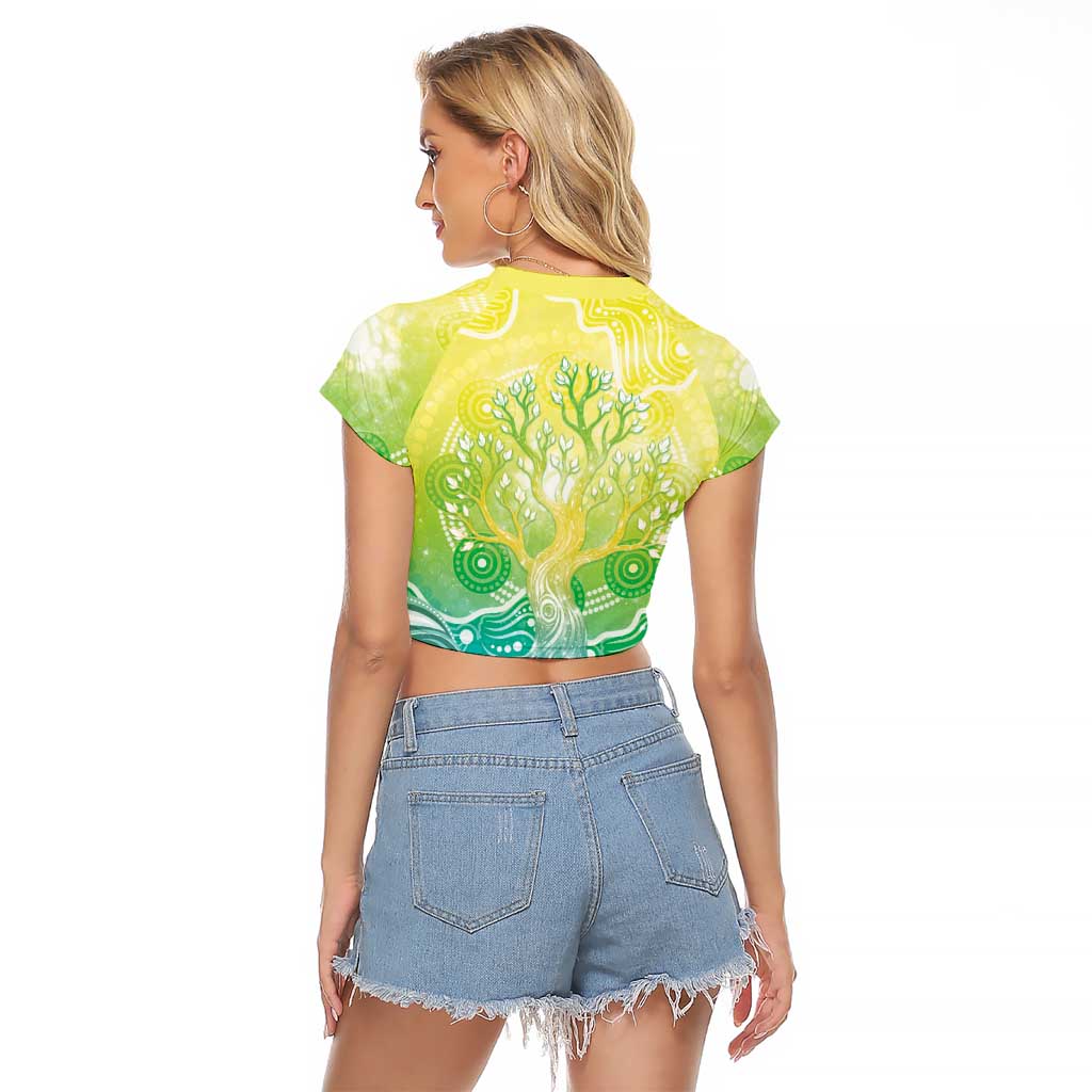 Australia NAIDOC Week Raglan Cropped T Shirt Eternal Spirit Tree Pastel Gradient
