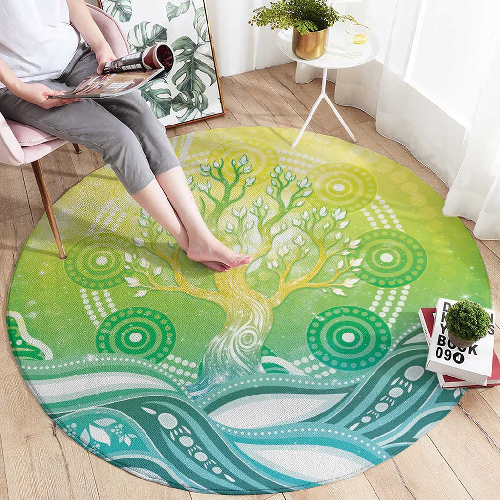 Australia NAIDOC Week Round Carpet Eternal Spirit Tree Pastel Gradient