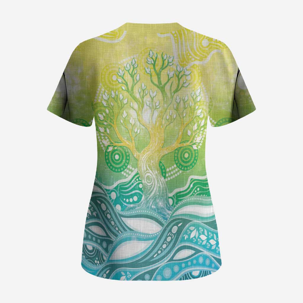 Australia NAIDOC Week Scrub Top Eternal Spirit Tree Pastel Gradient