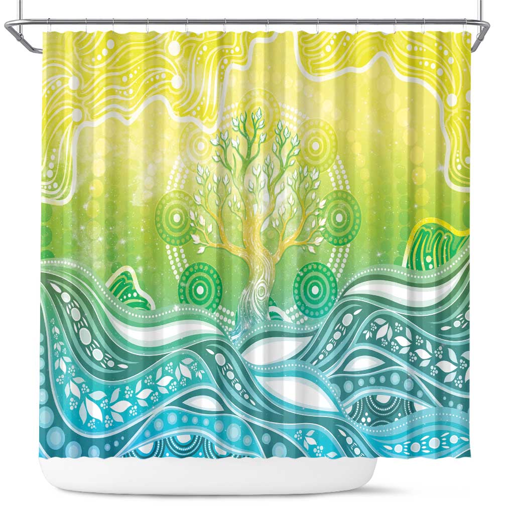 Australia NAIDOC Week Shower Curtain Eternal Spirit Tree Pastel Gradient