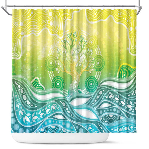 Australia NAIDOC Week Shower Curtain Eternal Spirit Tree Pastel Gradient