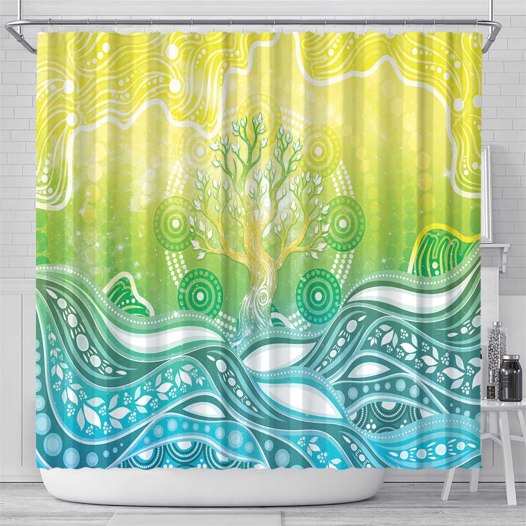 Australia NAIDOC Week Shower Curtain Eternal Spirit Tree Pastel Gradient