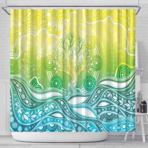 Australia NAIDOC Week Shower Curtain Eternal Spirit Tree Pastel Gradient