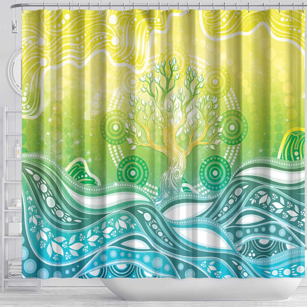Australia NAIDOC Week Shower Curtain Eternal Spirit Tree Pastel Gradient