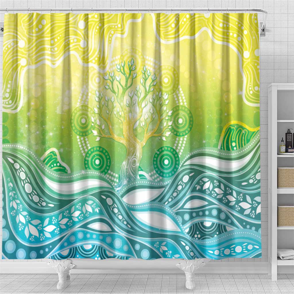 Australia NAIDOC Week Shower Curtain Eternal Spirit Tree Pastel Gradient