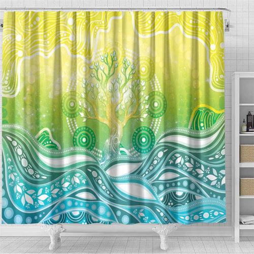 Australia NAIDOC Week Shower Curtain Eternal Spirit Tree Pastel Gradient