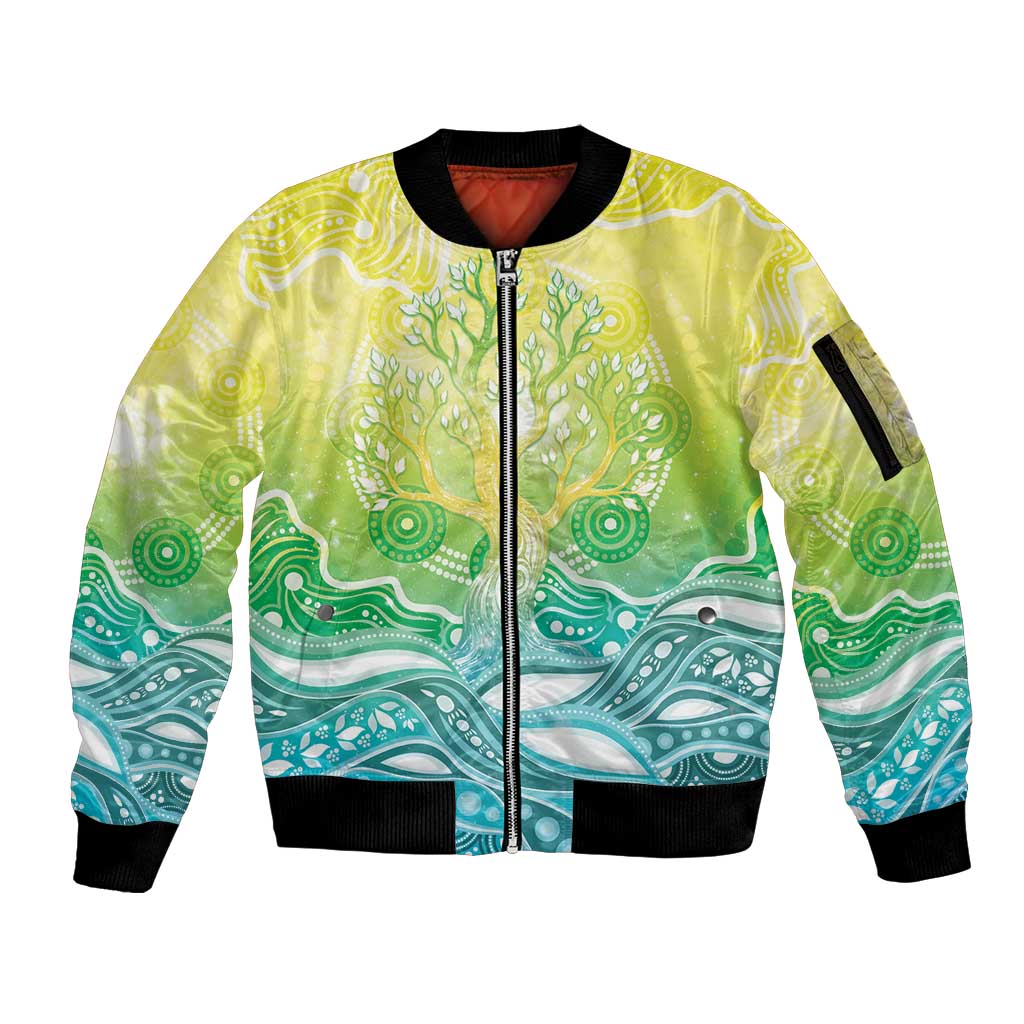 Australia NAIDOC Week Sleeve Zip Bomber Jacket Eternal Spirit Tree Pastel Gradient