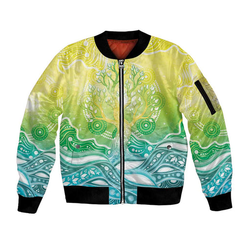 Australia NAIDOC Week Sleeve Zip Bomber Jacket Eternal Spirit Tree Pastel Gradient
