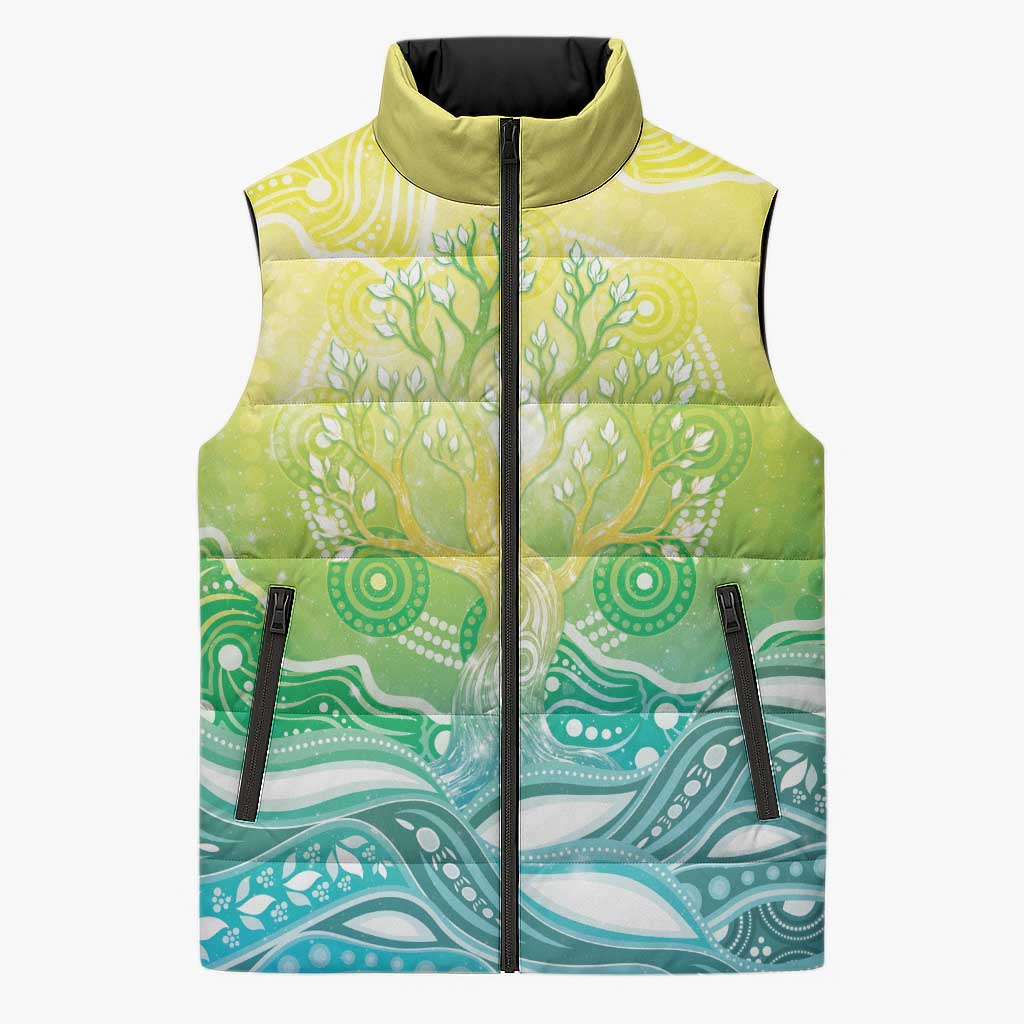 Australia NAIDOC Week Sleeveless Puffer Jacket Eternal Spirit Tree Pastel Gradient