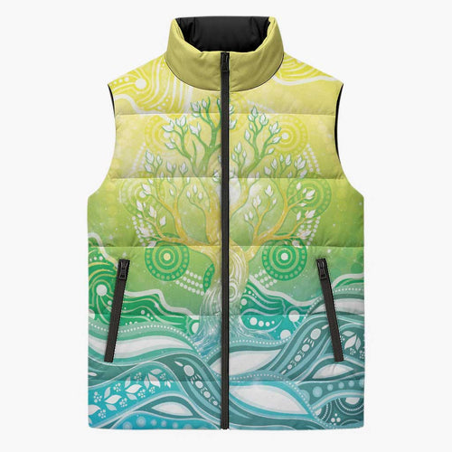 Australia NAIDOC Week Sleeveless Puffer Jacket Eternal Spirit Tree Pastel Gradient