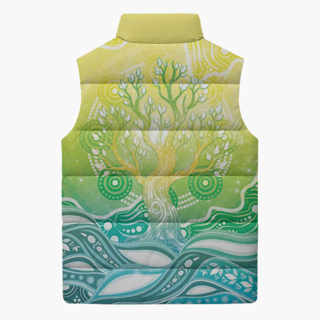 Australia NAIDOC Week Sleeveless Puffer Jacket Eternal Spirit Tree Pastel Gradient