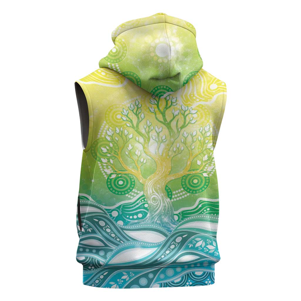 Australia NAIDOC Week Sleeveless Zip Hoodie Eternal Spirit Tree Pastel Gradient