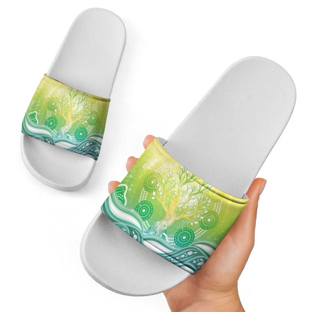 Australia NAIDOC Week Slide Sandals Eternal Spirit Tree Pastel Gradient
