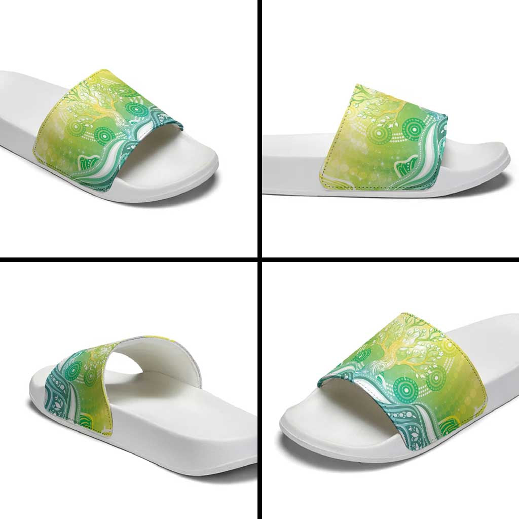 Australia NAIDOC Week Slide Sandals Eternal Spirit Tree Pastel Gradient
