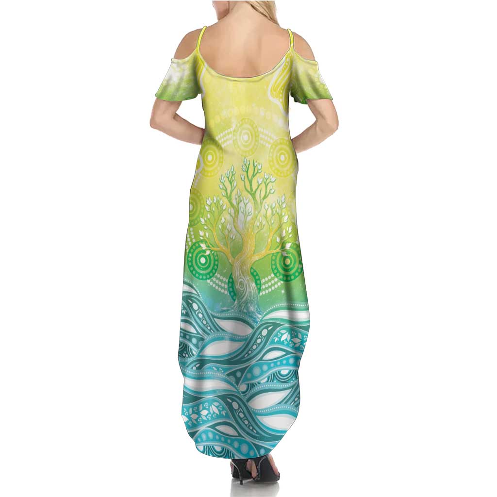 Australia NAIDOC Week Summer Maxi Dress Eternal Spirit Tree Pastel Gradient