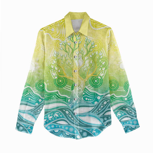 Australia NAIDOC Week Women Casual Shirt Eternal Spirit Tree Pastel Gradient