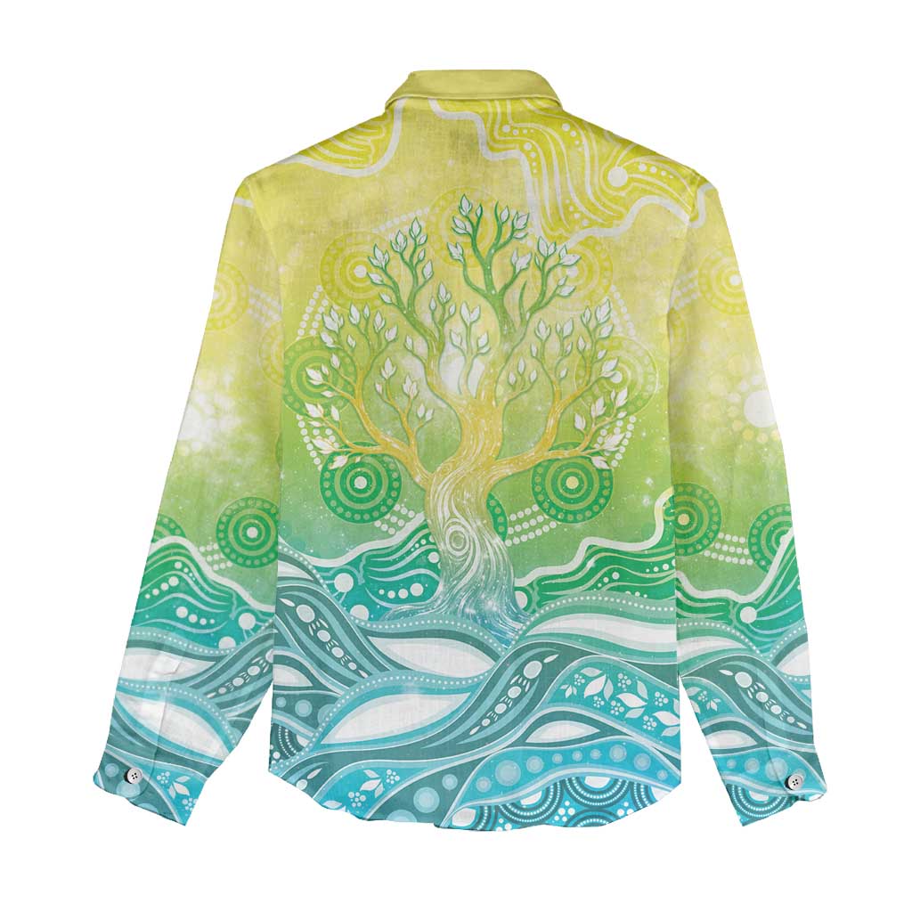 Australia NAIDOC Week Women Casual Shirt Eternal Spirit Tree Pastel Gradient