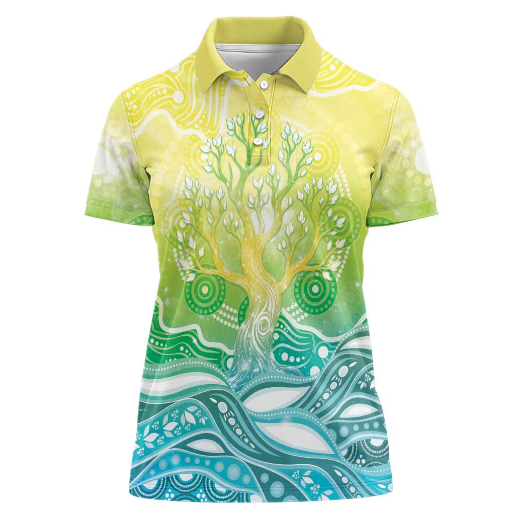 Australia NAIDOC Week Women Polo Shirt Eternal Spirit Tree Pastel Gradient