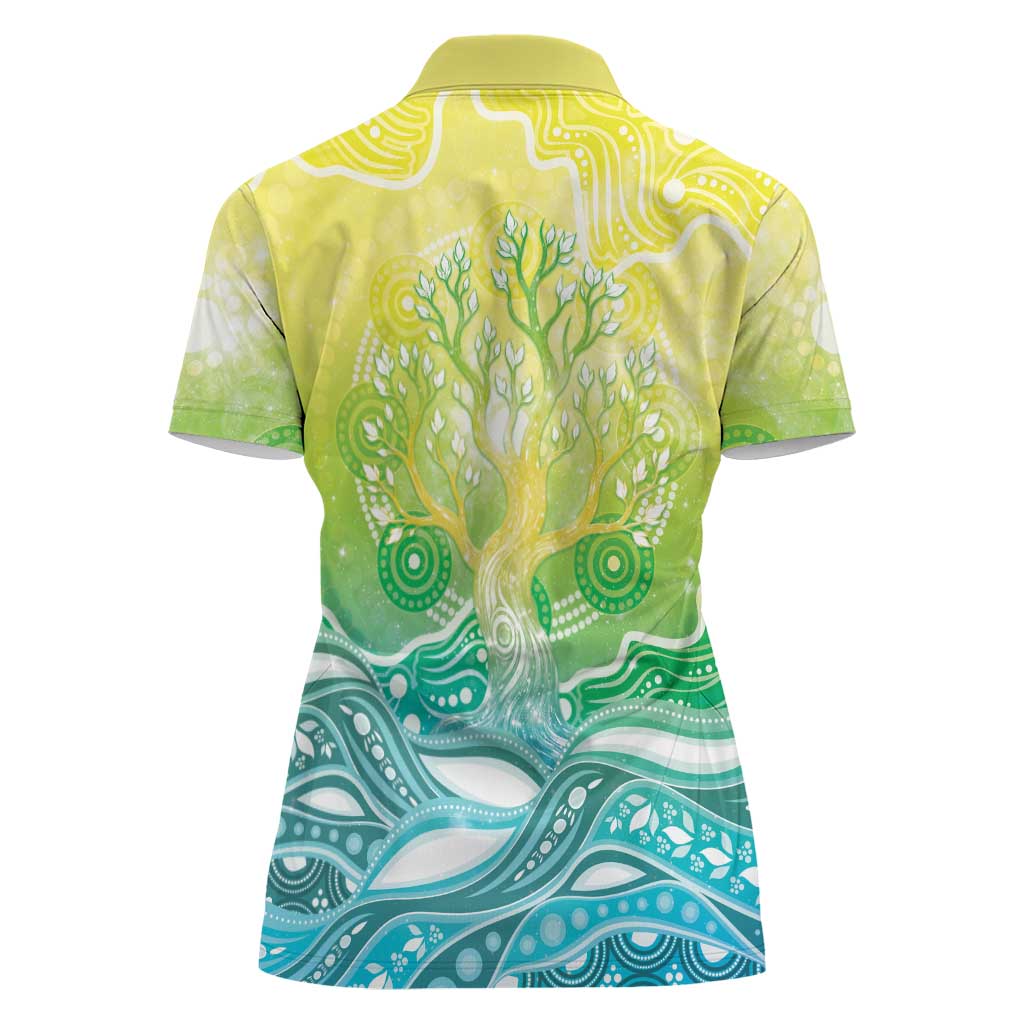 Australia NAIDOC Week Women Polo Shirt Eternal Spirit Tree Pastel Gradient