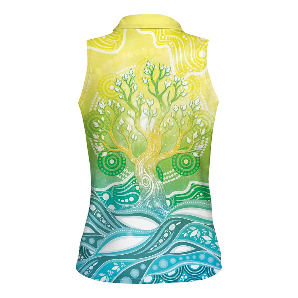 Australia NAIDOC Week Women Sleeveless Polo Shirt Eternal Spirit Tree Pastel Gradient