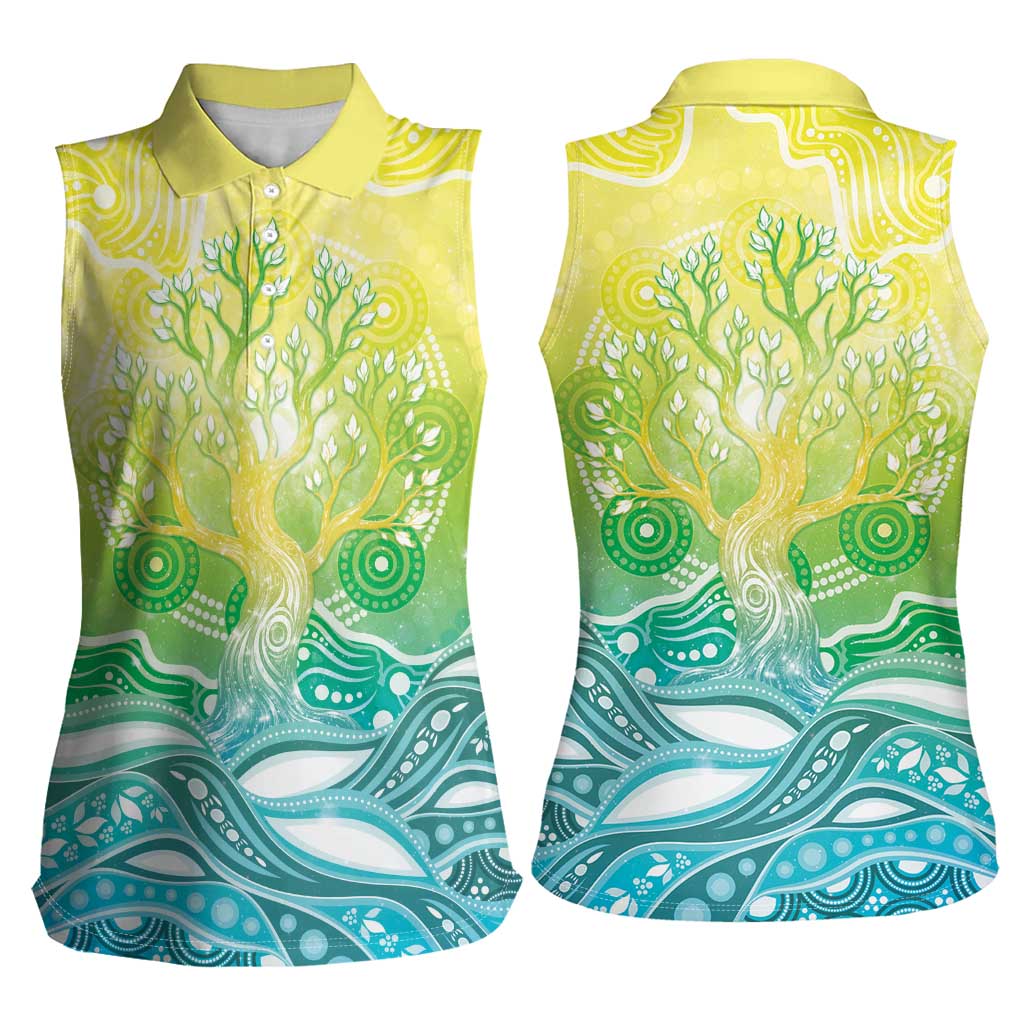 Australia NAIDOC Week Women Sleeveless Polo Shirt Eternal Spirit Tree Pastel Gradient