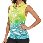 Australia NAIDOC Week Women Sleeveless Polo Shirt Eternal Spirit Tree Pastel Gradient