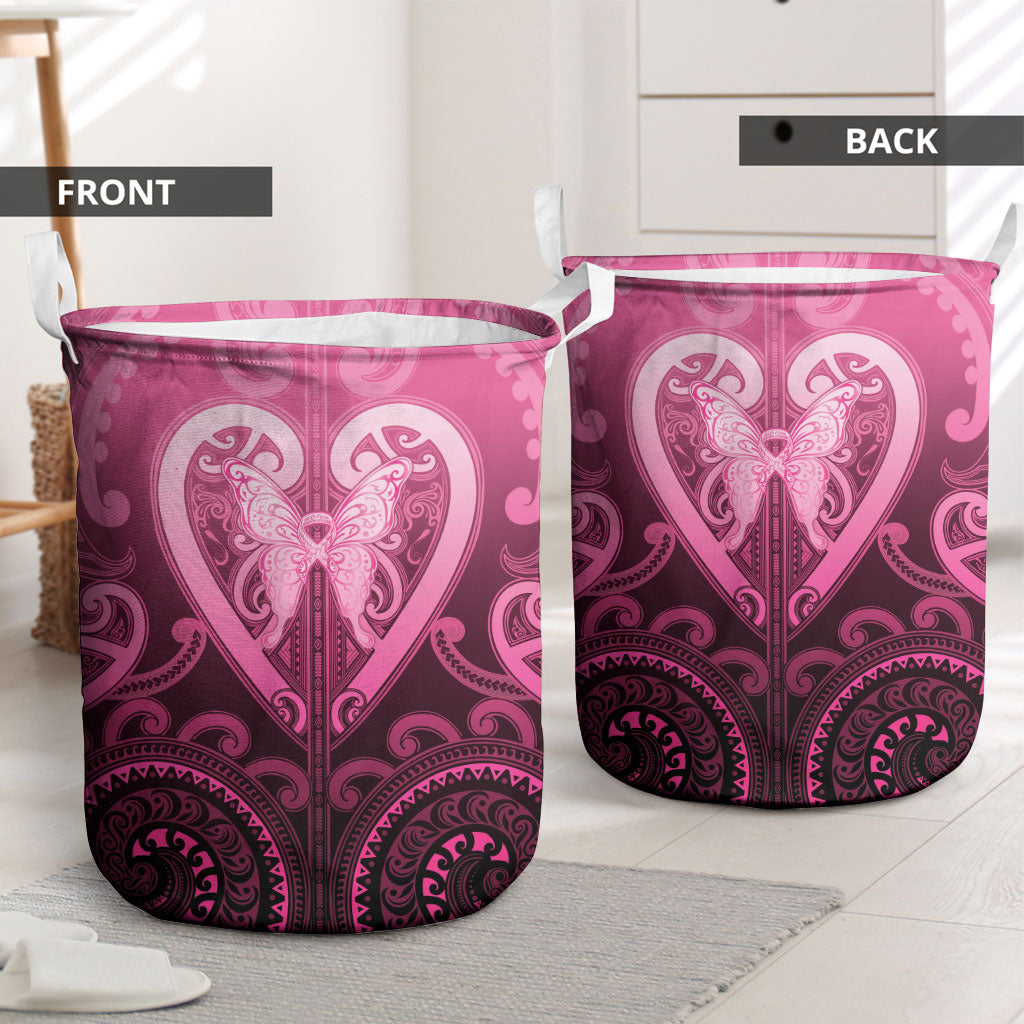 Aotearoa Breast Cancer Laundry Basket Maori Tribal Pattern