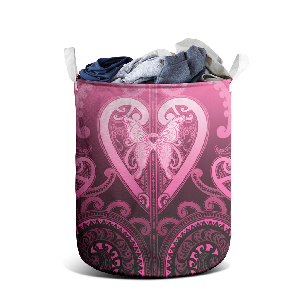 Aotearoa Breast Cancer Laundry Basket Maori Tribal Pattern