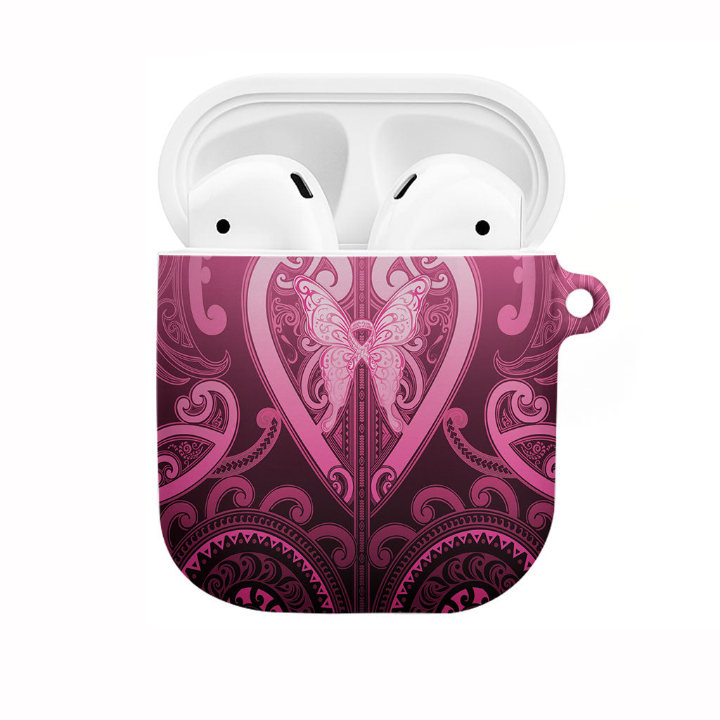 Aotearoa Breast Cancer AirPods Case Maori Tribal Pattern