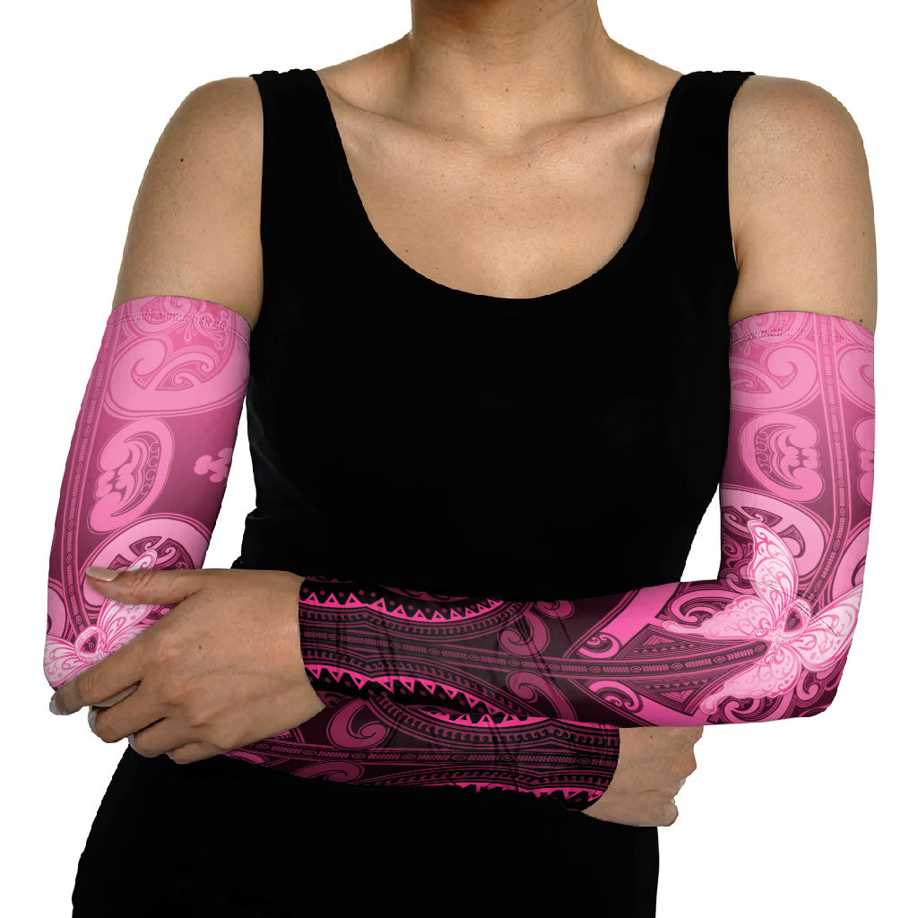 Aotearoa Breast Cancer Arm Sleeves Maori Tribal Pattern