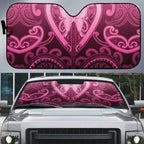 Aotearoa Breast Cancer Auto Sun Shade Maori Tribal Pattern