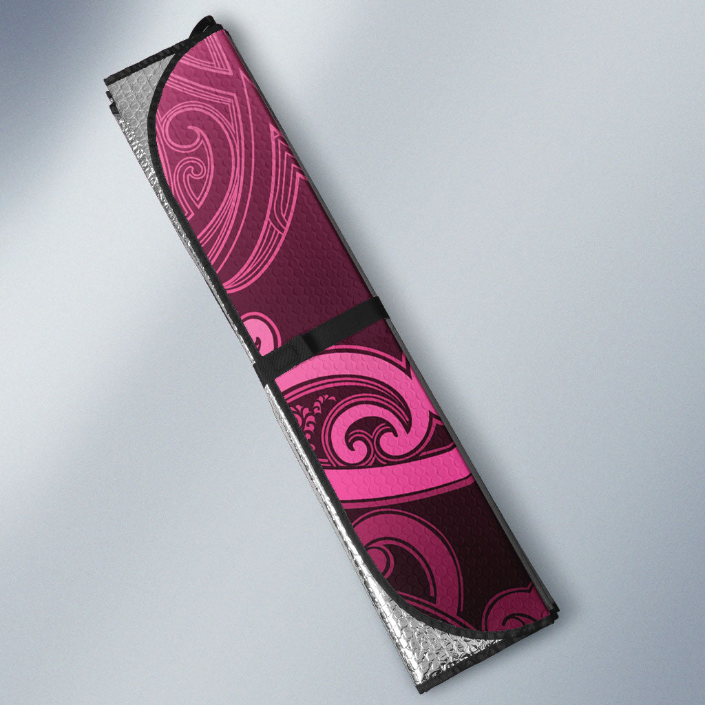 Aotearoa Breast Cancer Auto Sun Shade Maori Tribal Pattern