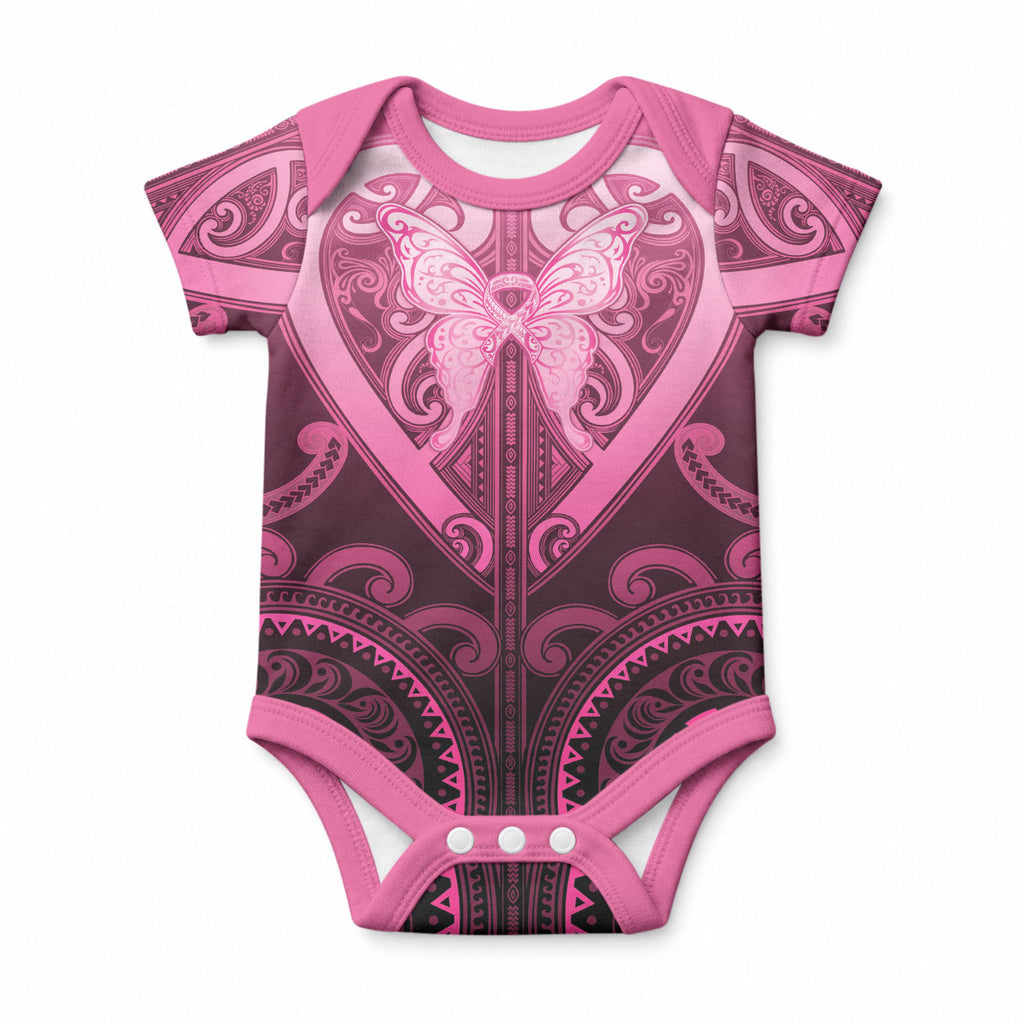Aotearoa Breast Cancer Baby Onesie Maori Tribal Pattern