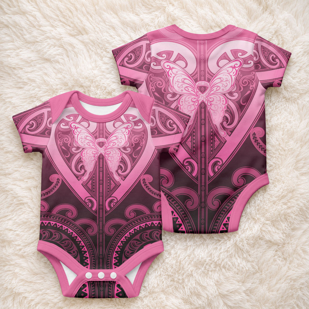 Aotearoa Breast Cancer Baby Onesie Maori Tribal Pattern