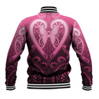 Aotearoa Breast Cancer Baseball Jacket Maori Tribal Pattern