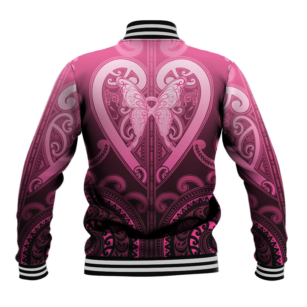 Aotearoa Breast Cancer Baseball Jacket Maori Tribal Pattern