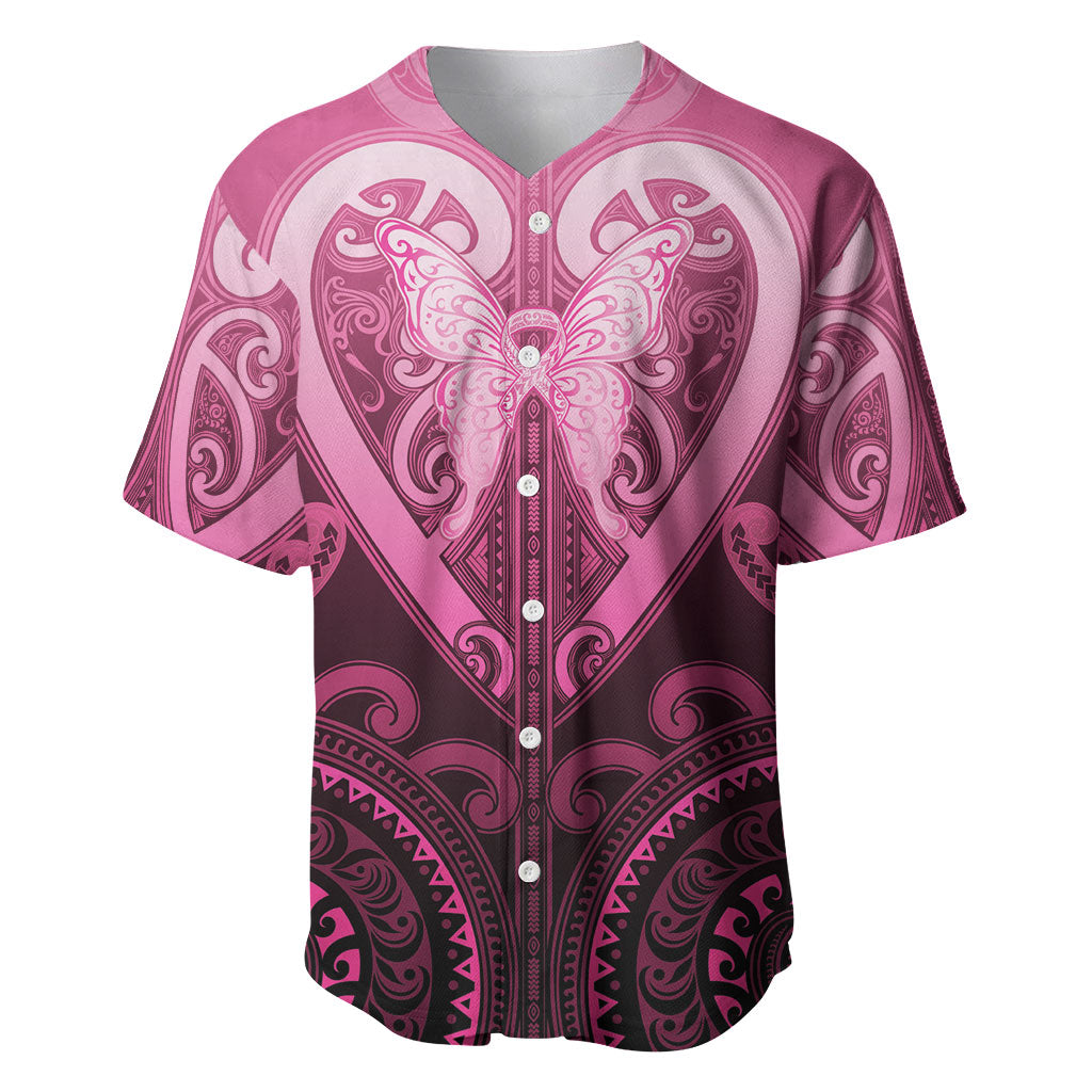 Aotearoa Breast Cancer Baseball Jersey Maori Tribal Pattern