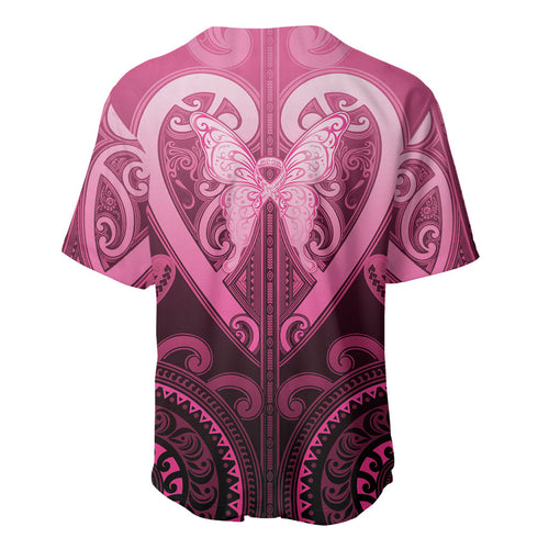 Aotearoa Breast Cancer Baseball Jersey Maori Tribal Pattern